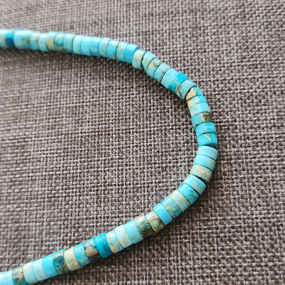 Stunning Native American Santo Domingo Handmade Turquoise Bead Necklace 💙🩵 - Picture 3 of 11